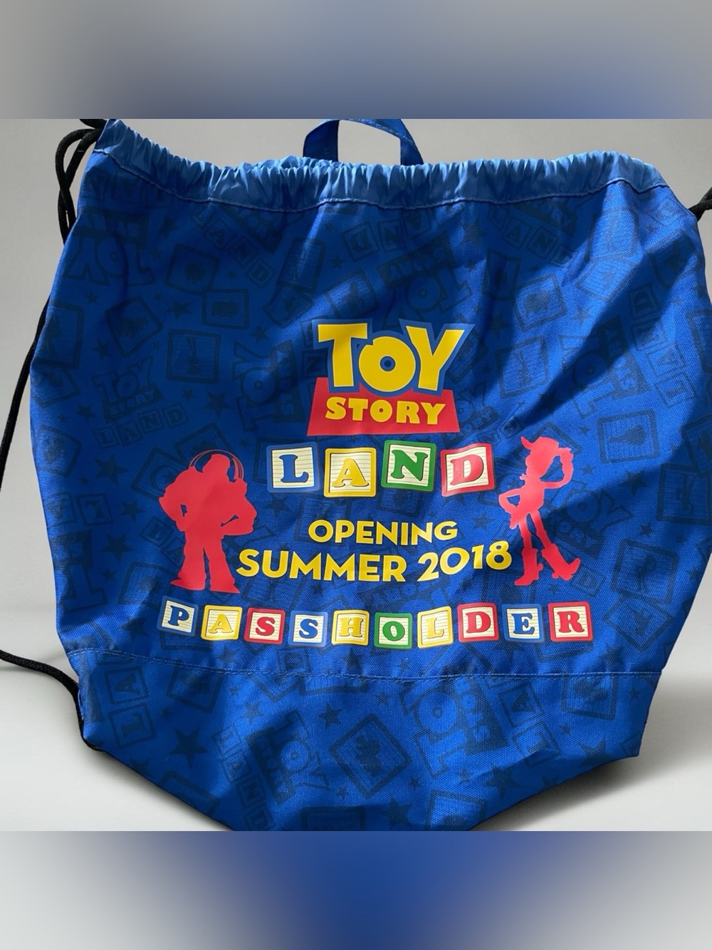 NWT 2018 Disney Toy Story Land Passholder Exclusive Drawstring Backpack